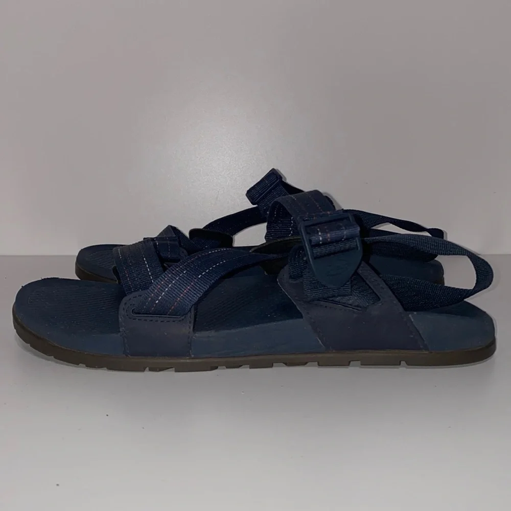 Chaco Low Down Outdoor Hiking Sandals in Blue and Orange Stripes